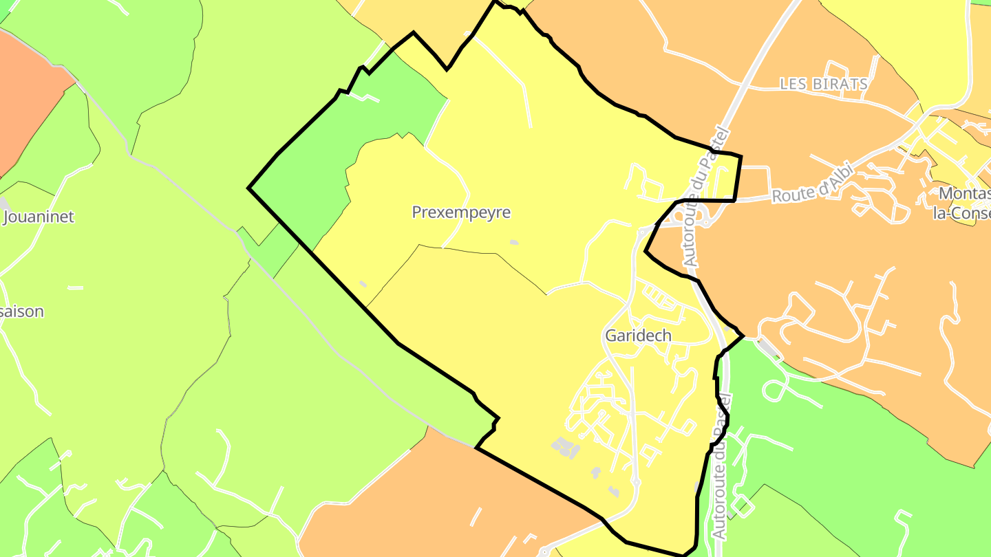Carte des prix de l'immobilier Garidech