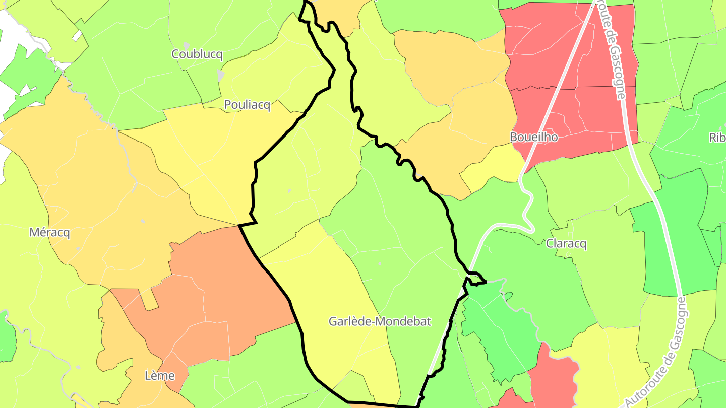 Carte des prix de l'immobilier Garlède-Mondebat