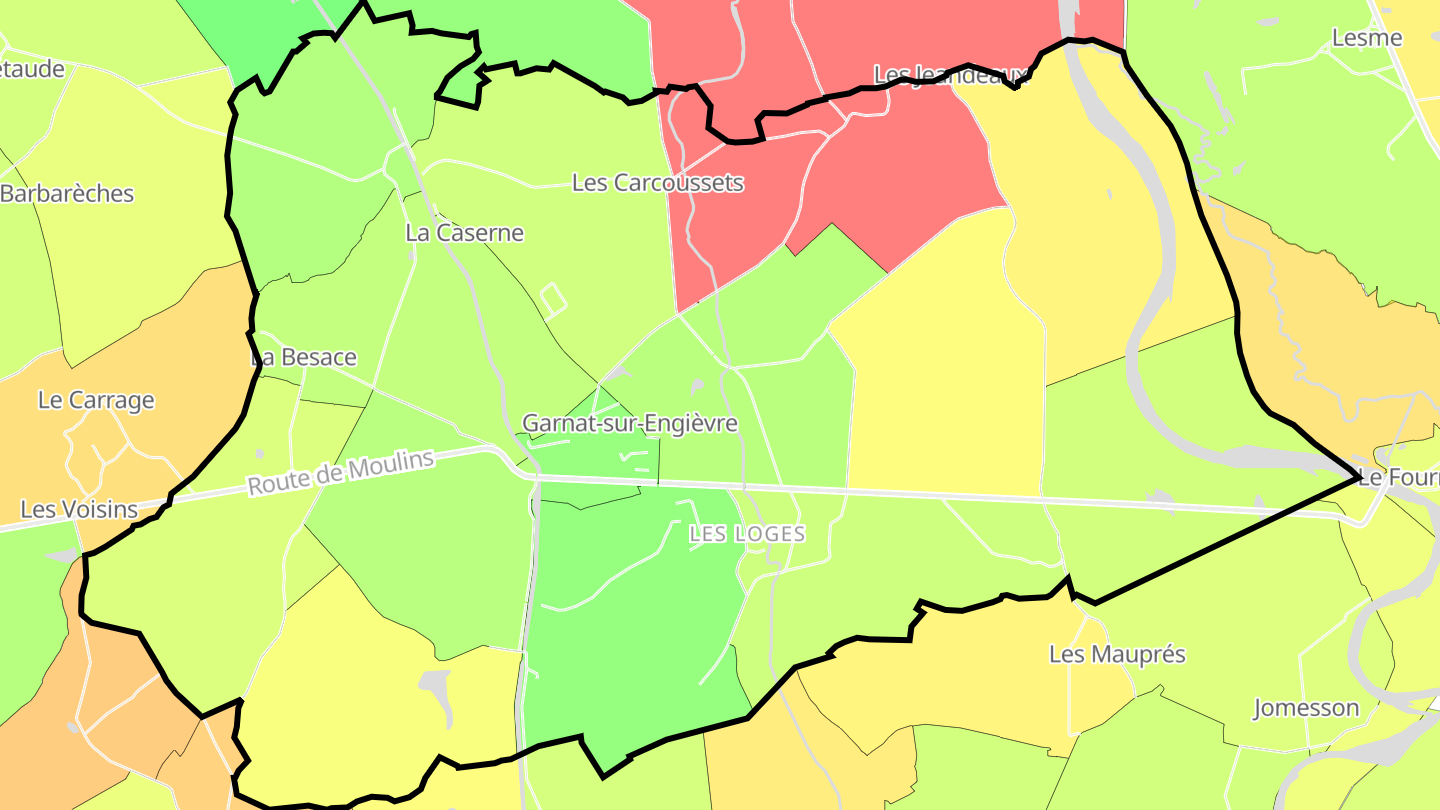Carte des prix de l'immobilier Garnat-sur-Engièvre