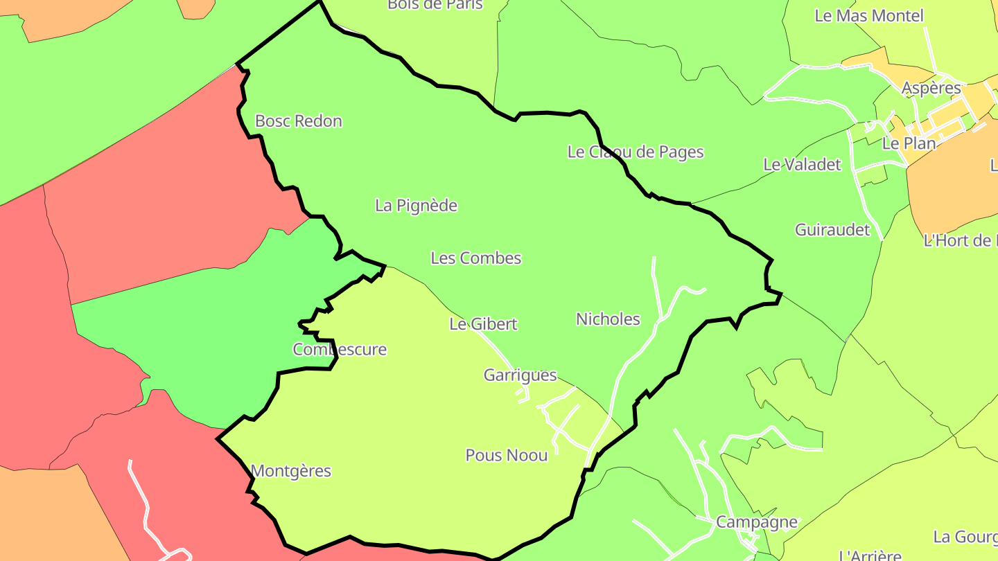 Carte des prix de l'immobilier Garrigues