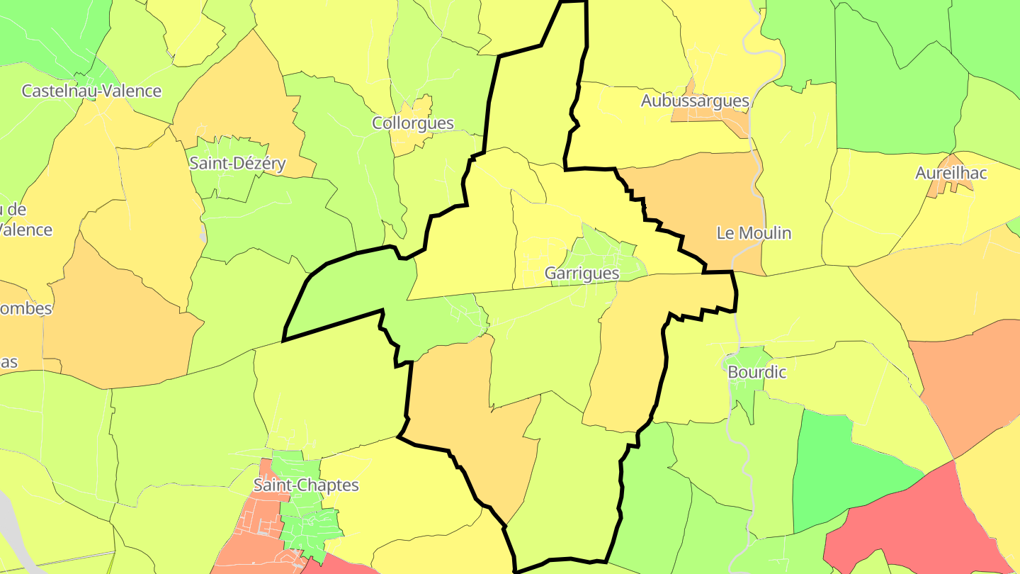 Carte des prix de l'immobilier Garrigues-Sainte-Eulalie