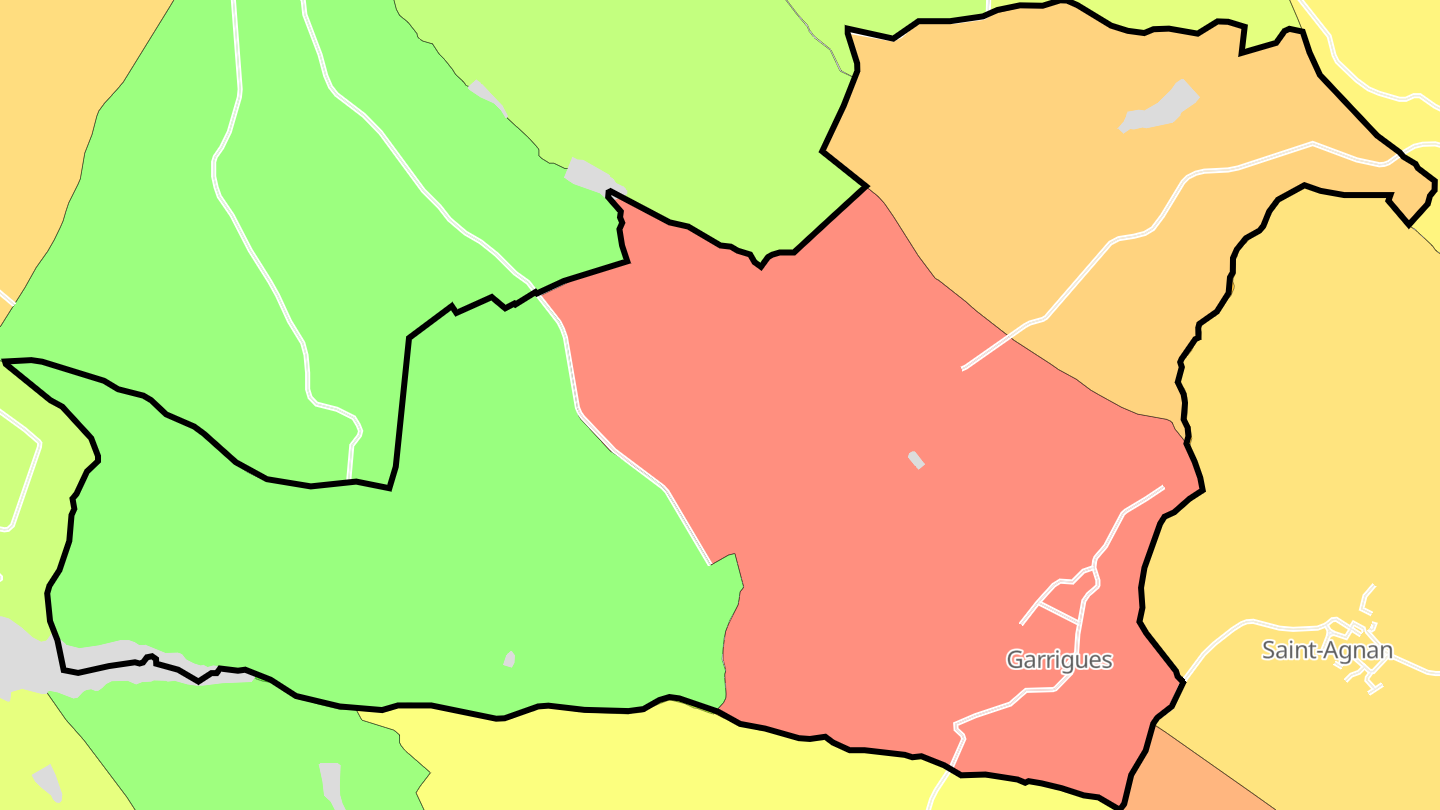 Carte des prix de l'immobilier Garrigues