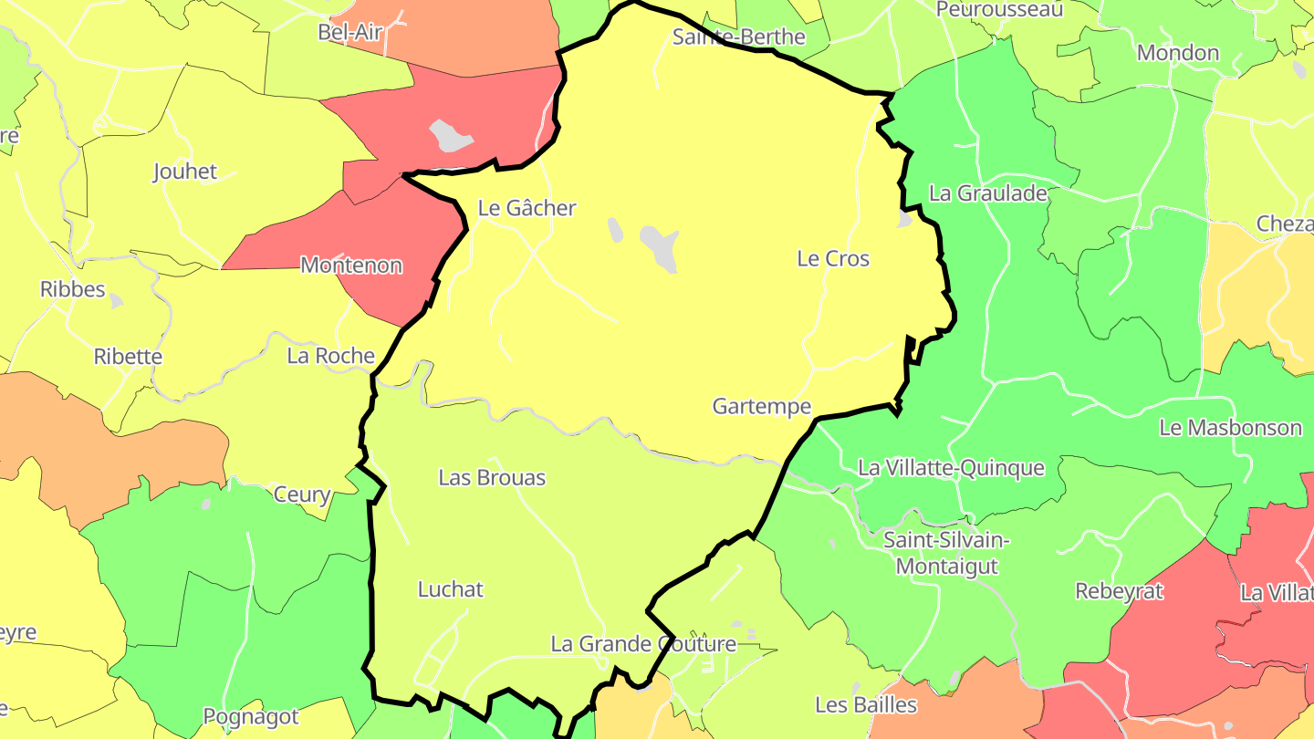 Carte des prix de l'immobilier Gartempe