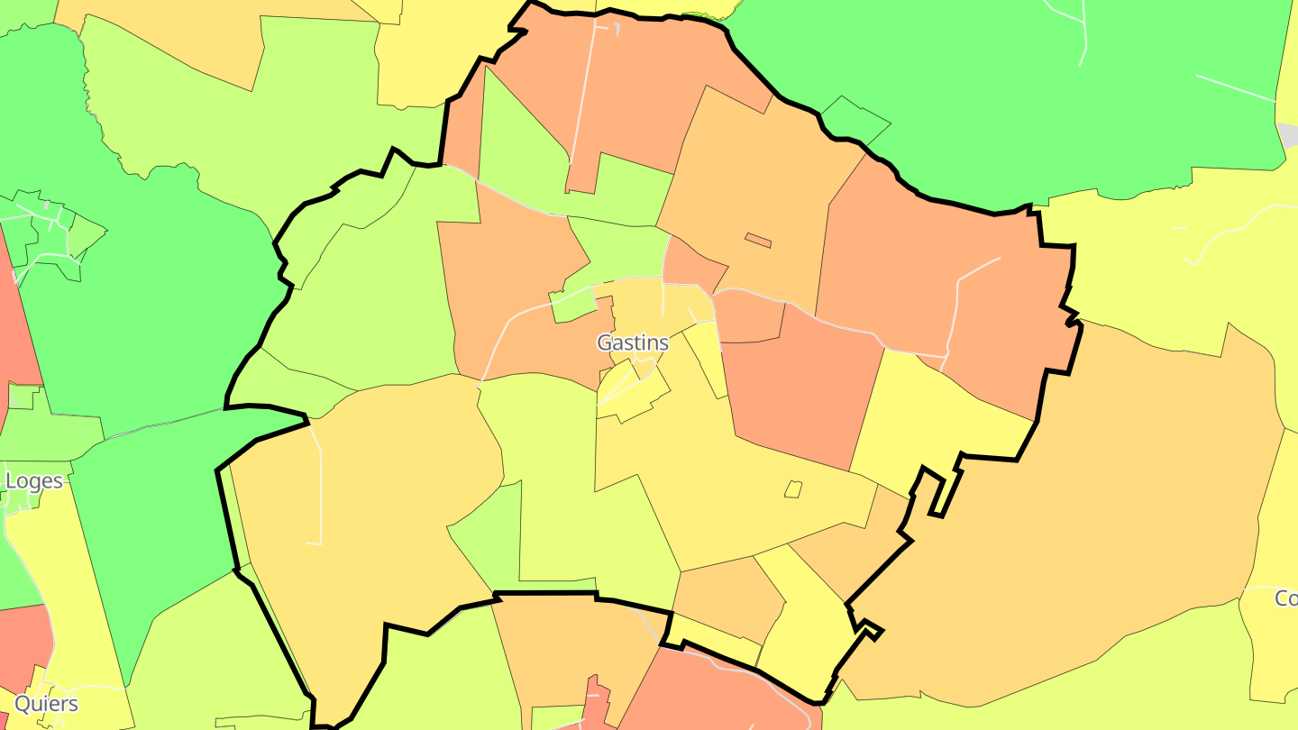 Carte des prix de l'immobilier Gastins
