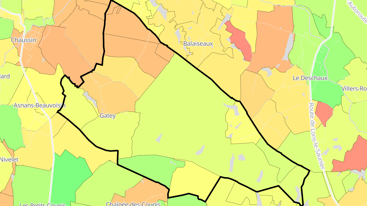 Carte des prix de l'immobilier Gatey