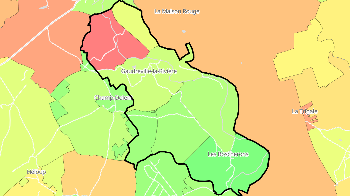 Carte des prix de l'immobilier Gaudreville-la-Rivière