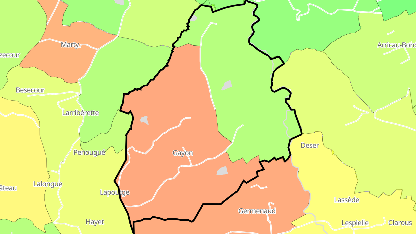 Carte des prix de l'immobilier Gayon
