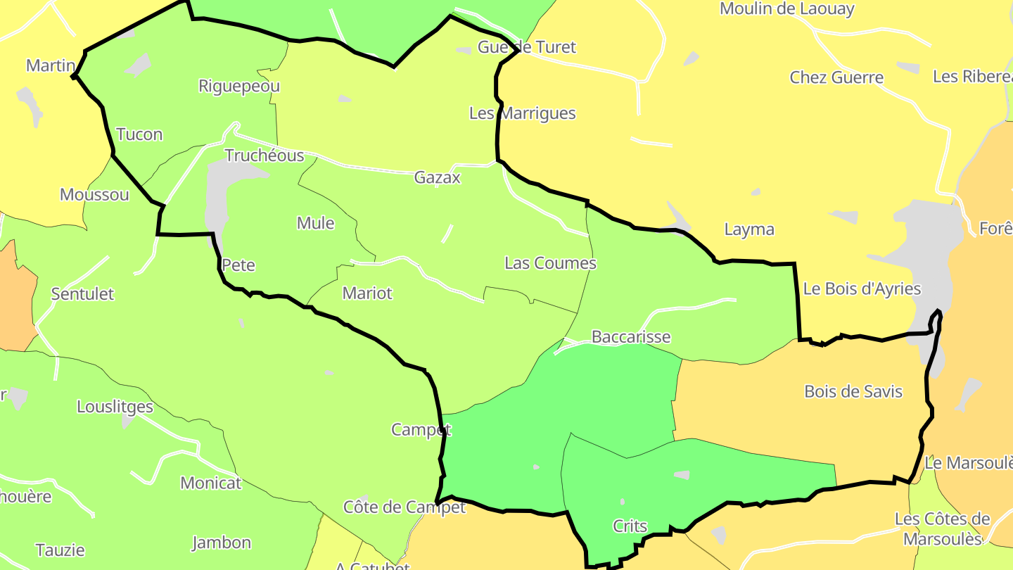 Carte des prix de l'immobilier Gazax-et-Baccarisse