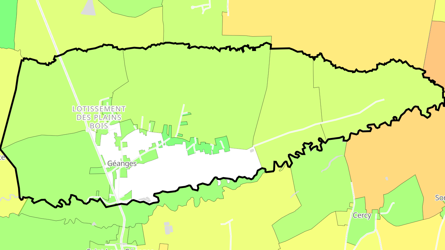 Carte des prix de l'immobilier Géanges