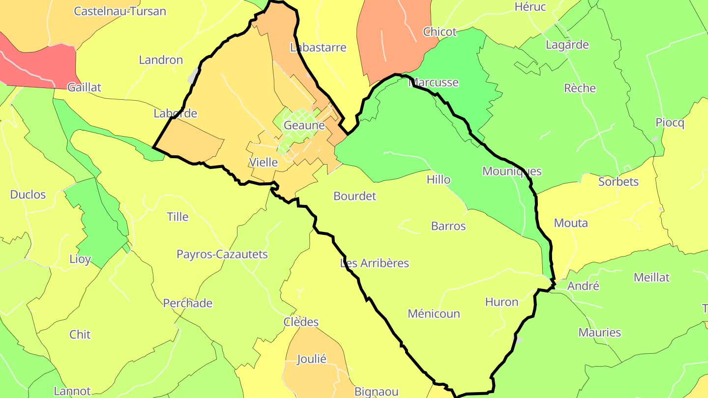 Carte des prix de l'immobilier Geaune