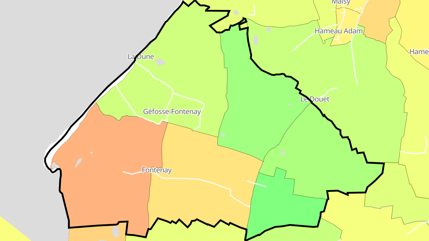 Carte des prix de l'immobilier Géfosse-Fontenay