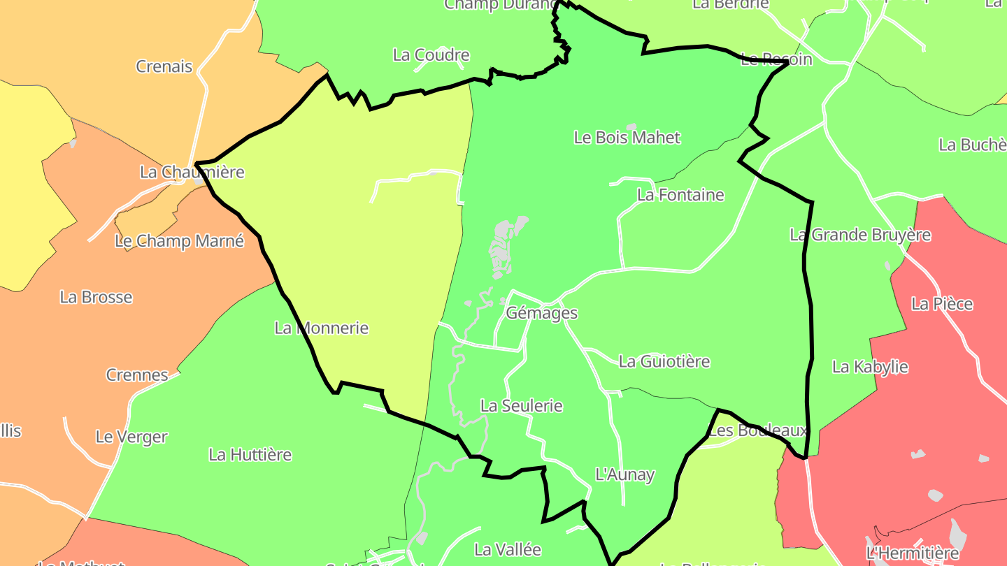 Carte des prix de l'immobilier Gémages