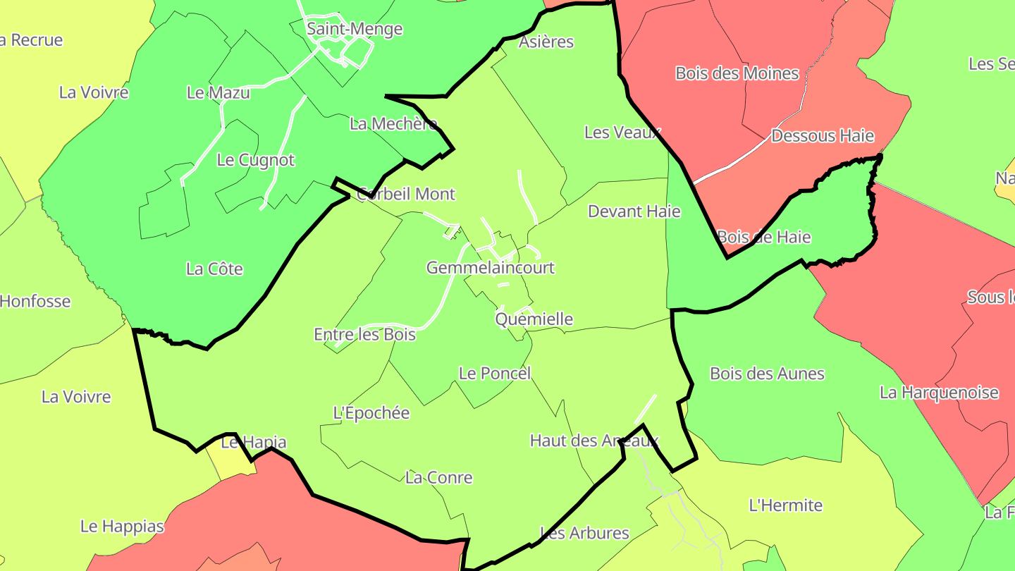 Carte des prix de l'immobilier Gemmelaincourt