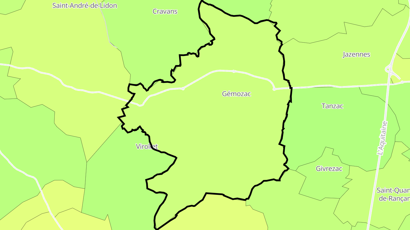 Carte des prix de l'immobilier Gémozac