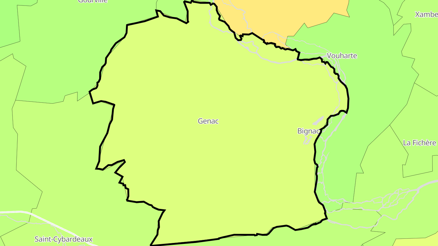 Carte des prix de l'immobilier Genac-Bignac