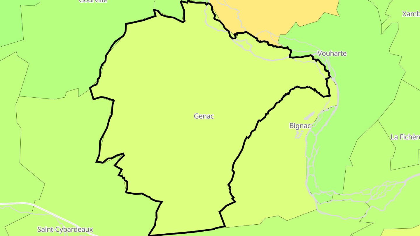 Carte des prix de l'immobilier Genac