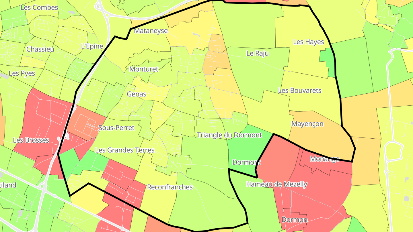 Carte des prix de l'immobilier Genas
