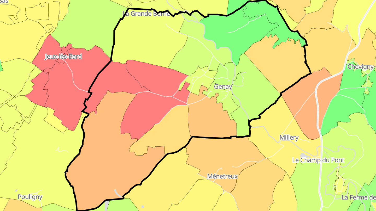 Carte des prix de l'immobilier Genay