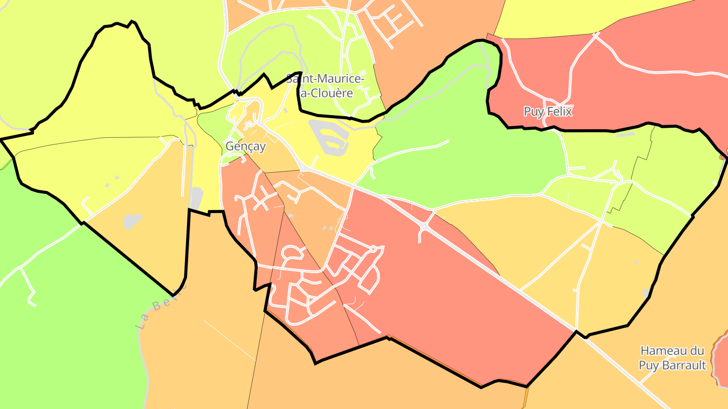 Carte des prix de l'immobilier Gençay