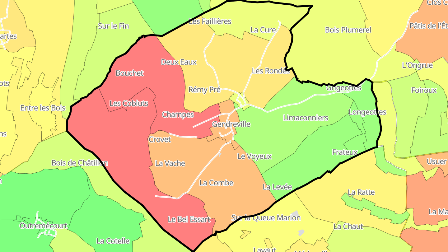 Carte des prix de l'immobilier Gendreville