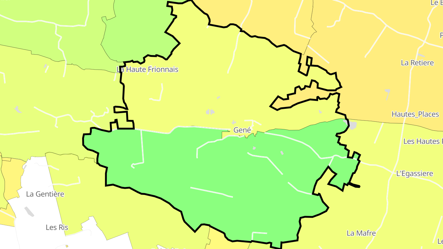 Carte des prix de l'immobilier Gené