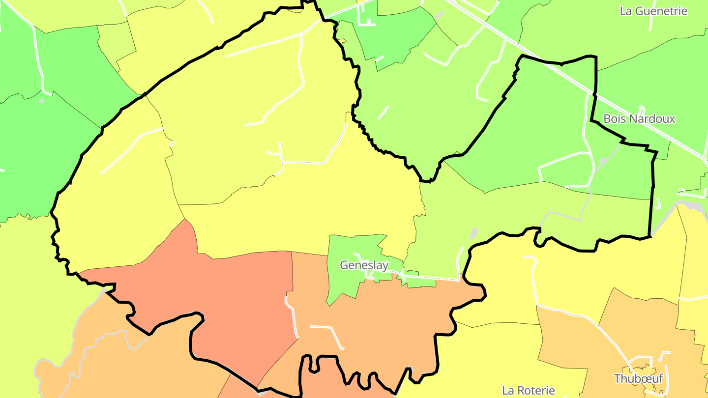 Carte des prix de l'immobilier Geneslay