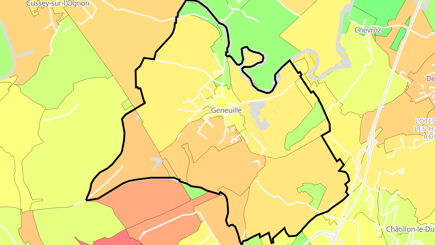 Carte des prix de l'immobilier Geneuille