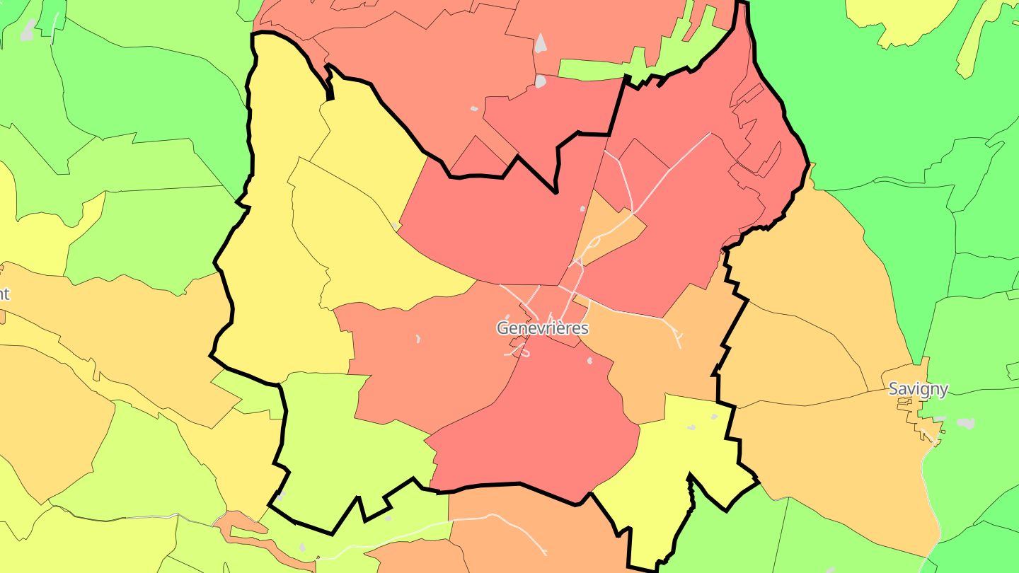 Carte des prix de l'immobilier Genevrières