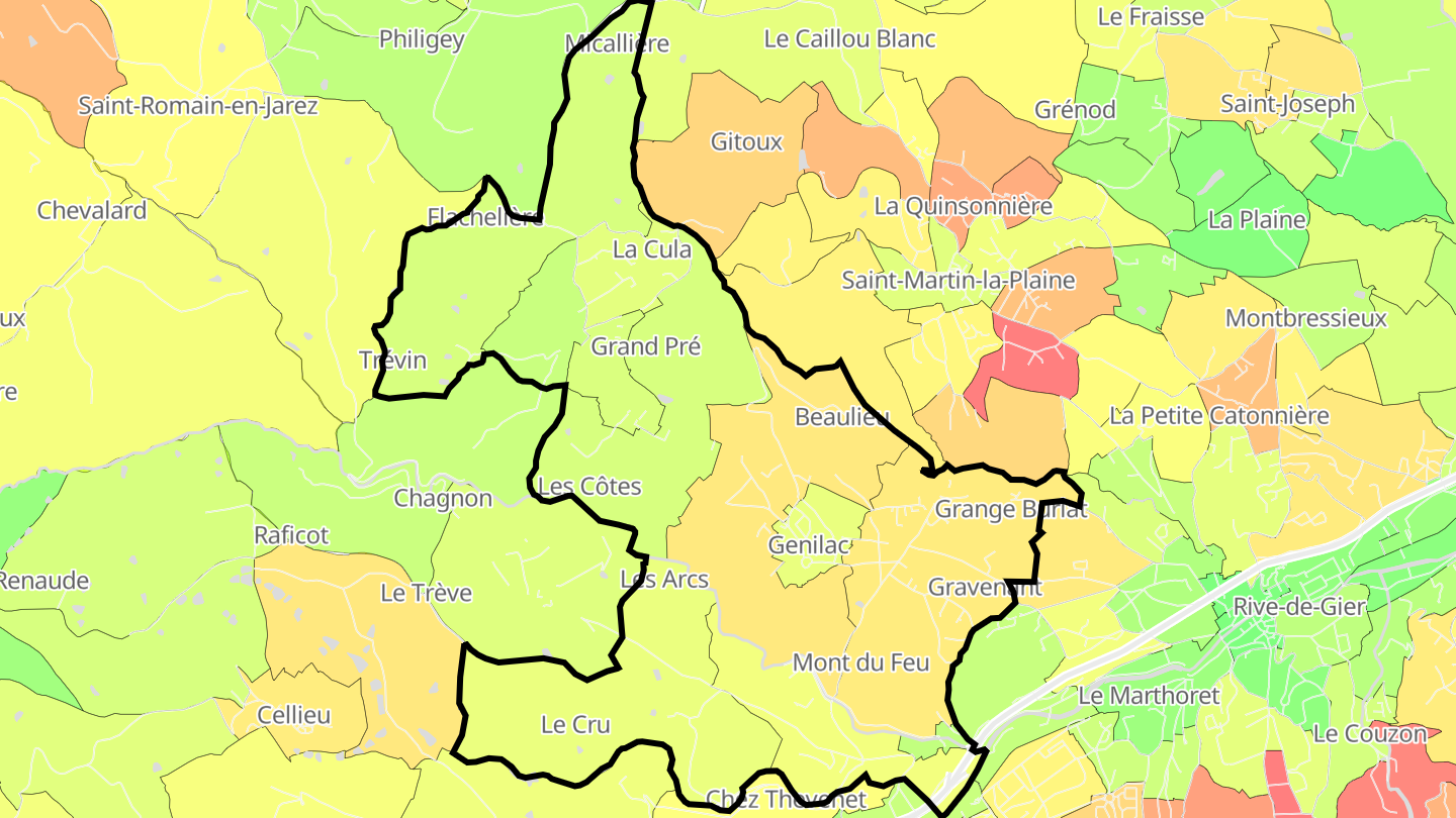 Carte des prix de l'immobilier Genilac