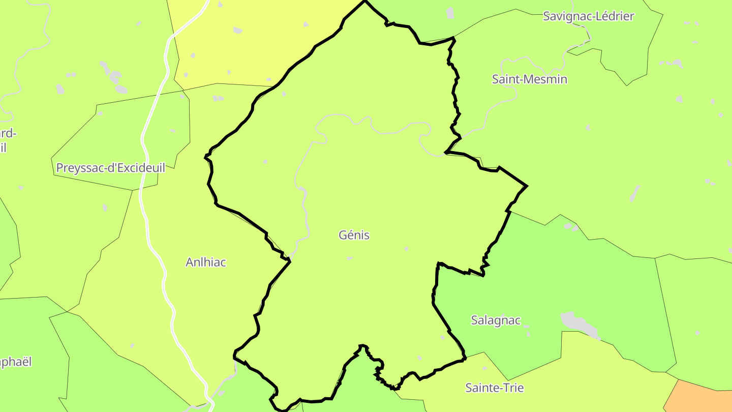 Carte des prix de l'immobilier Génis