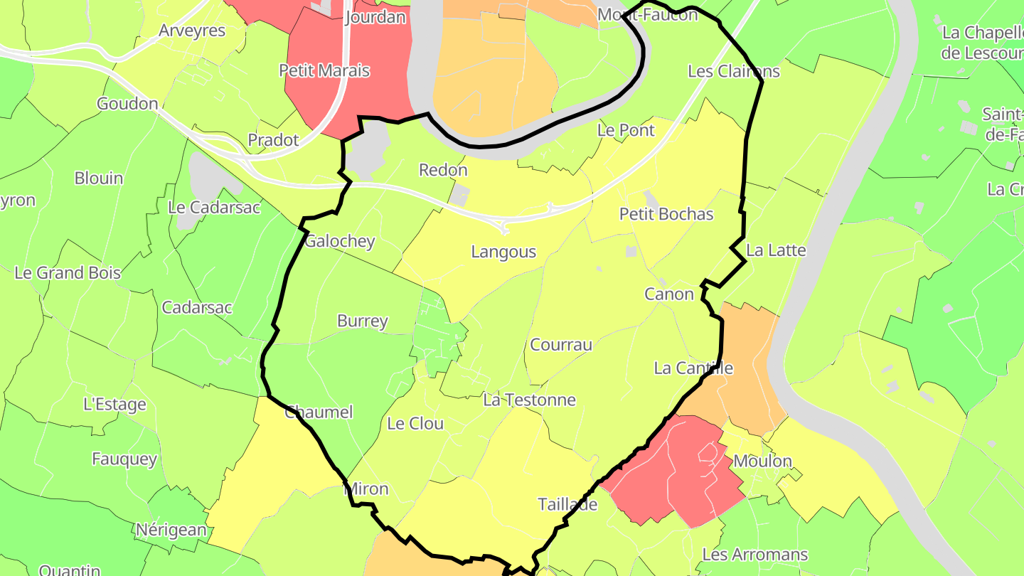 Carte des prix de l'immobilier Génissac