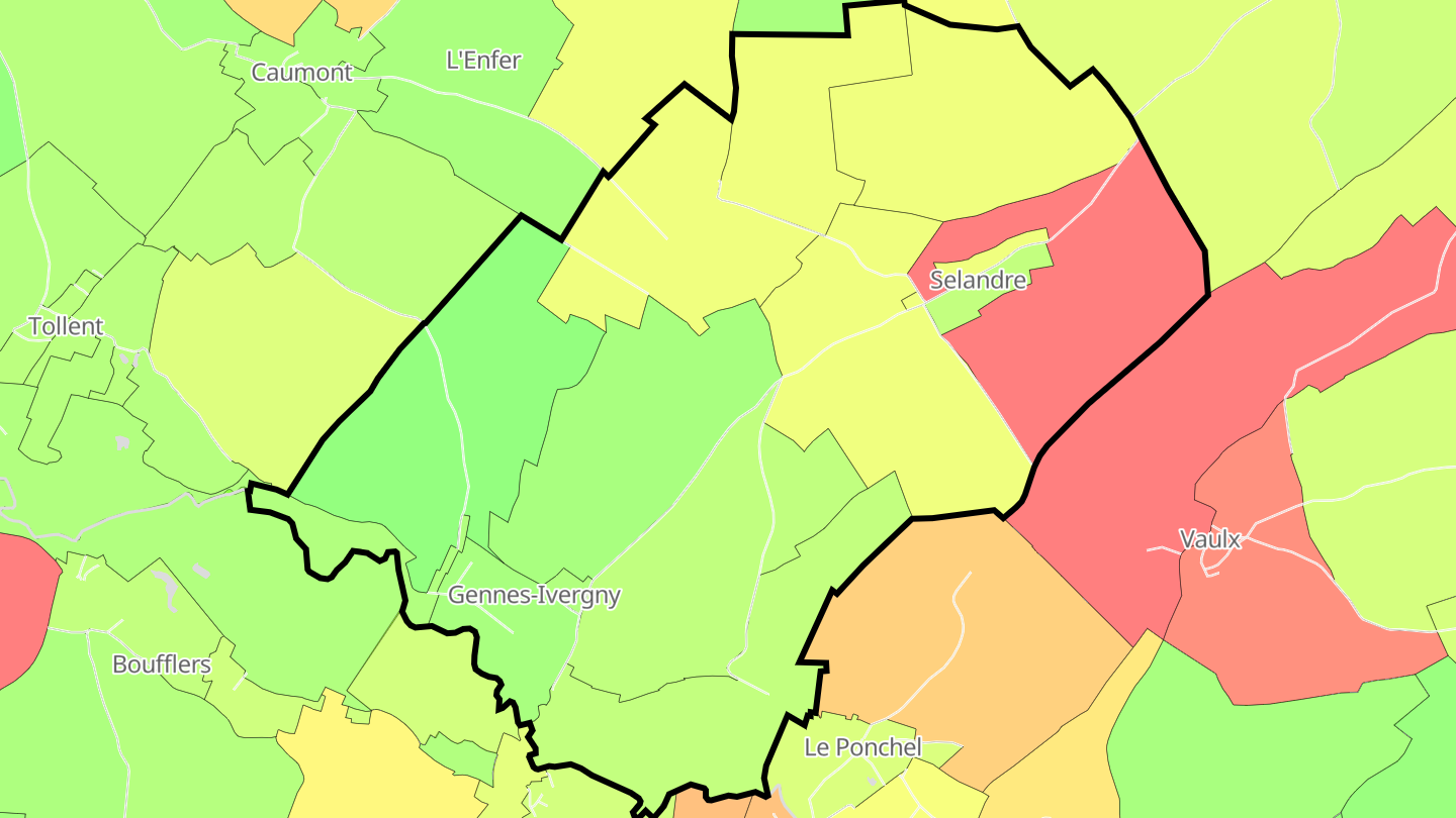 Carte des prix de l'immobilier Gennes-Ivergny