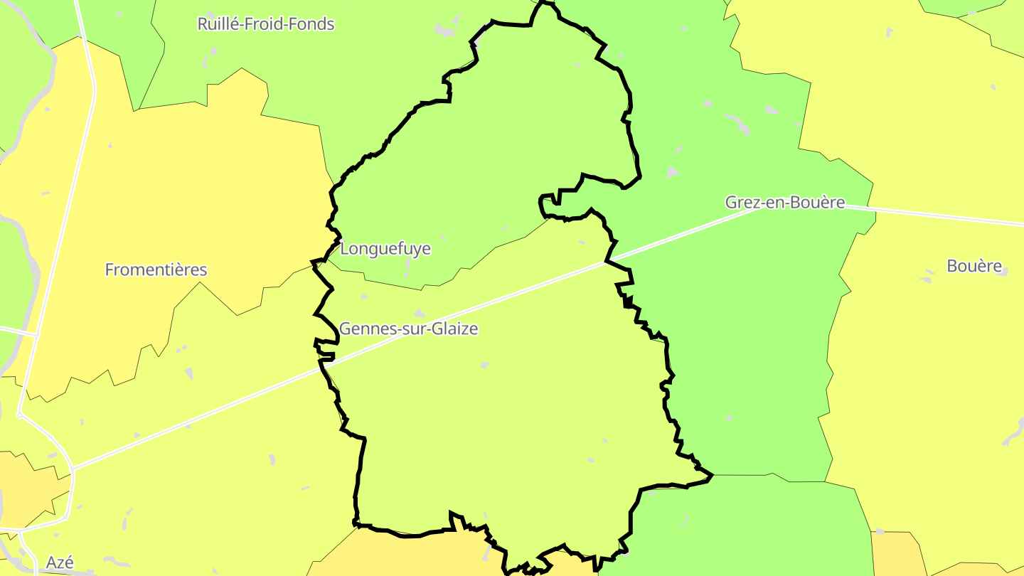 Carte des prix de l'immobilier Gennes-Longuefuye
