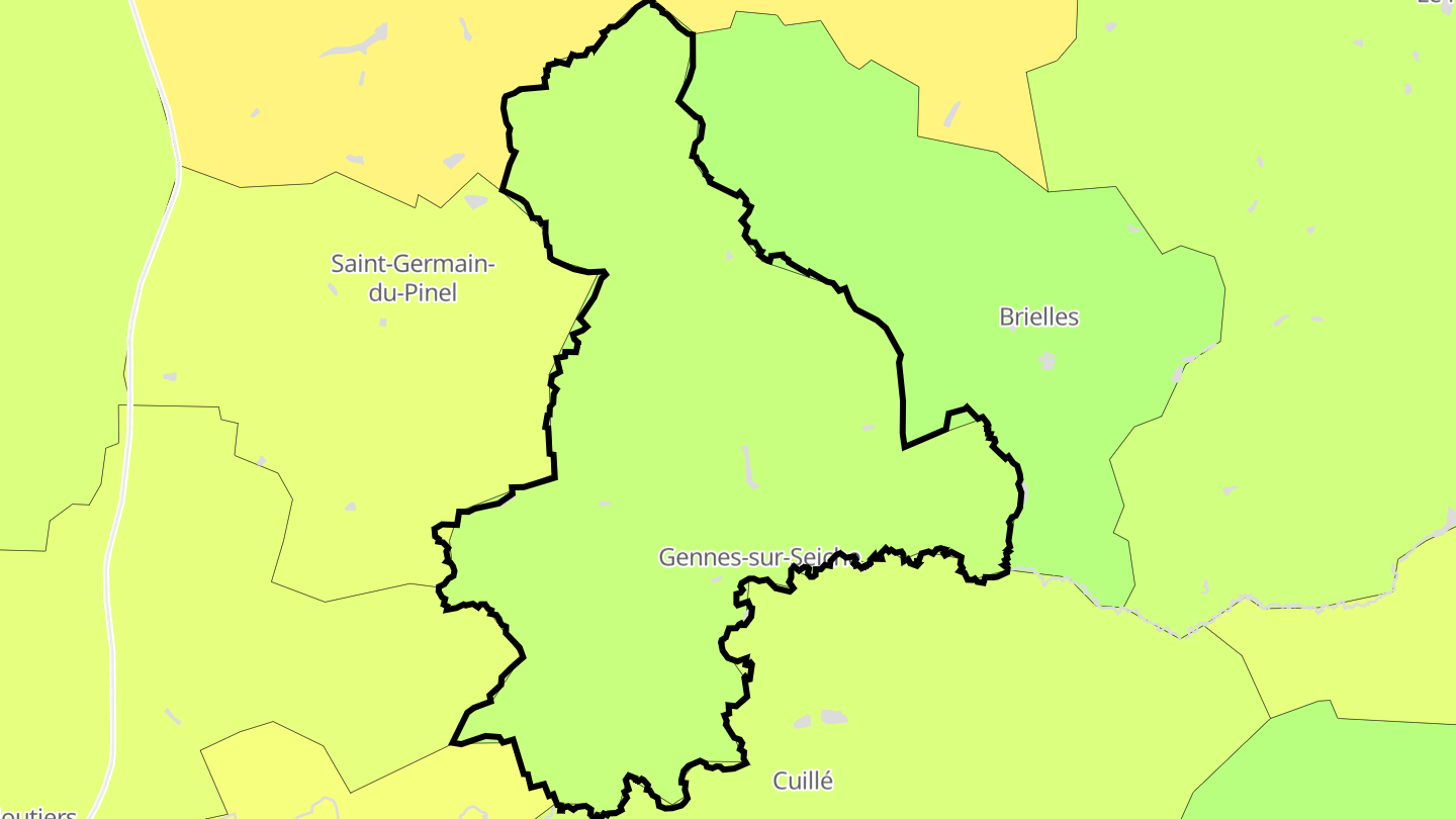 Carte des prix de l'immobilier Gennes-sur-Seiche