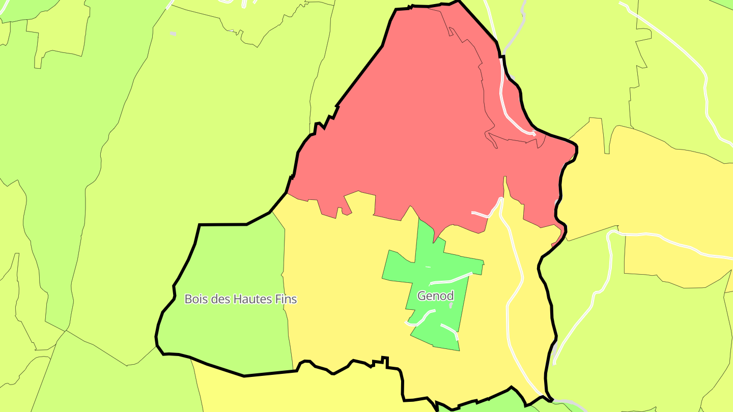 Carte des prix de l'immobilier Genod
