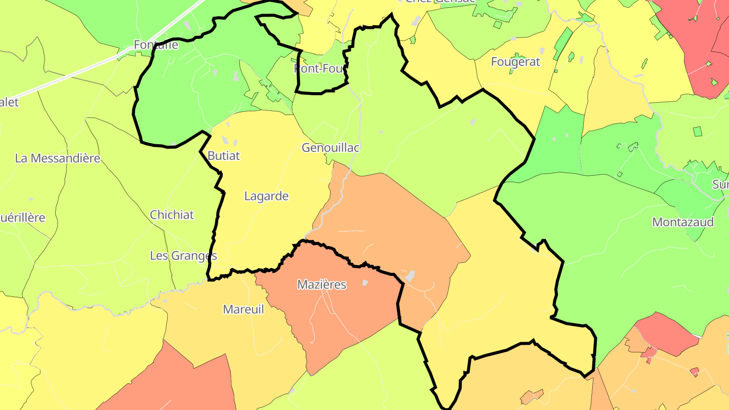 Carte des prix de l'immobilier Genouillac