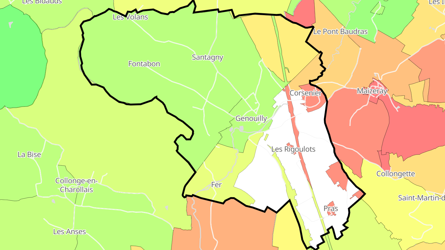 Carte des prix de l'immobilier Genouilly