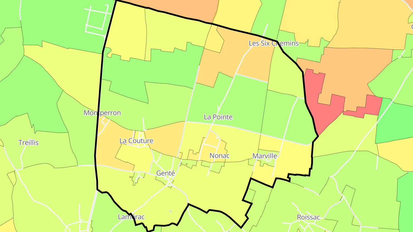 Carte des prix de l'immobilier Genté