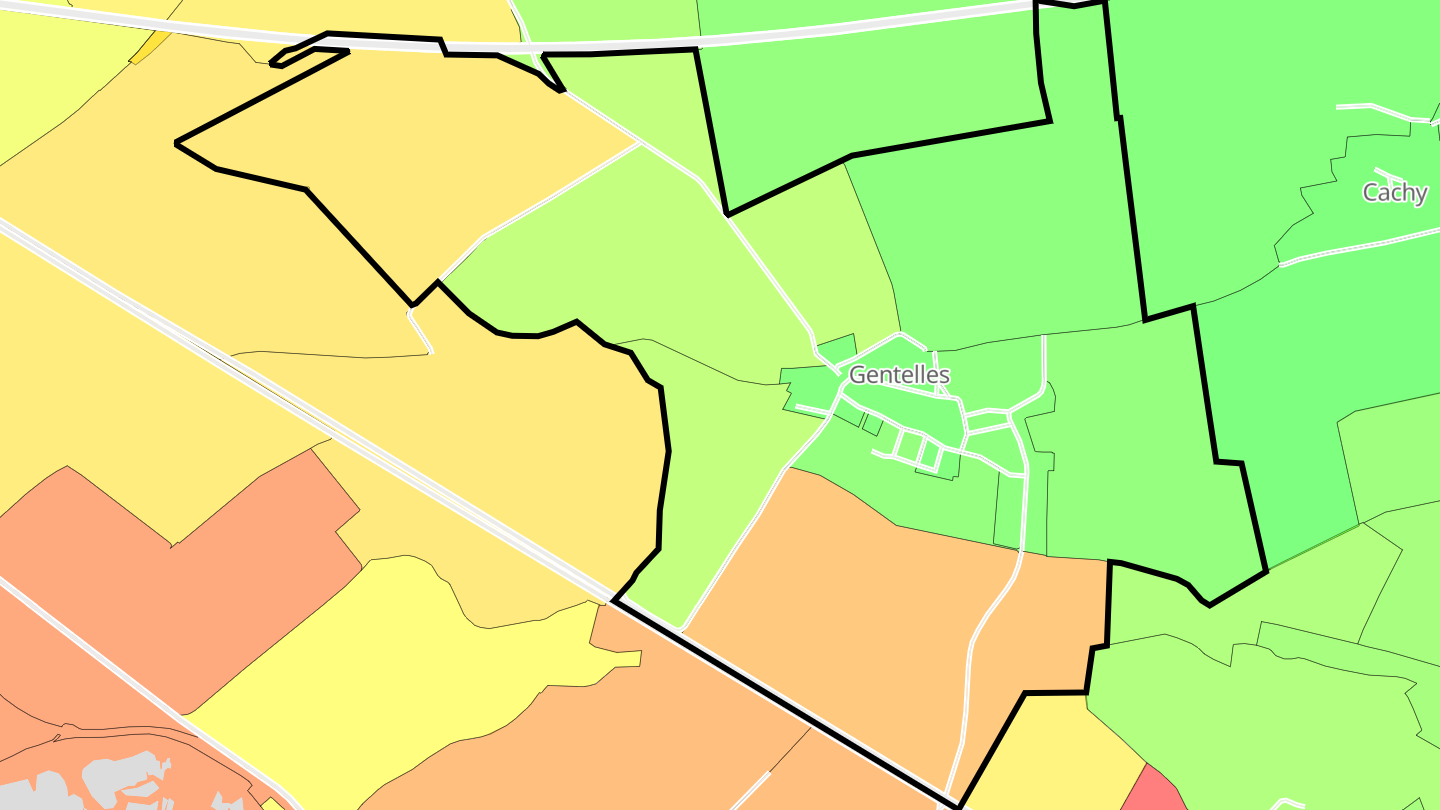 Carte des prix de l'immobilier Gentelles