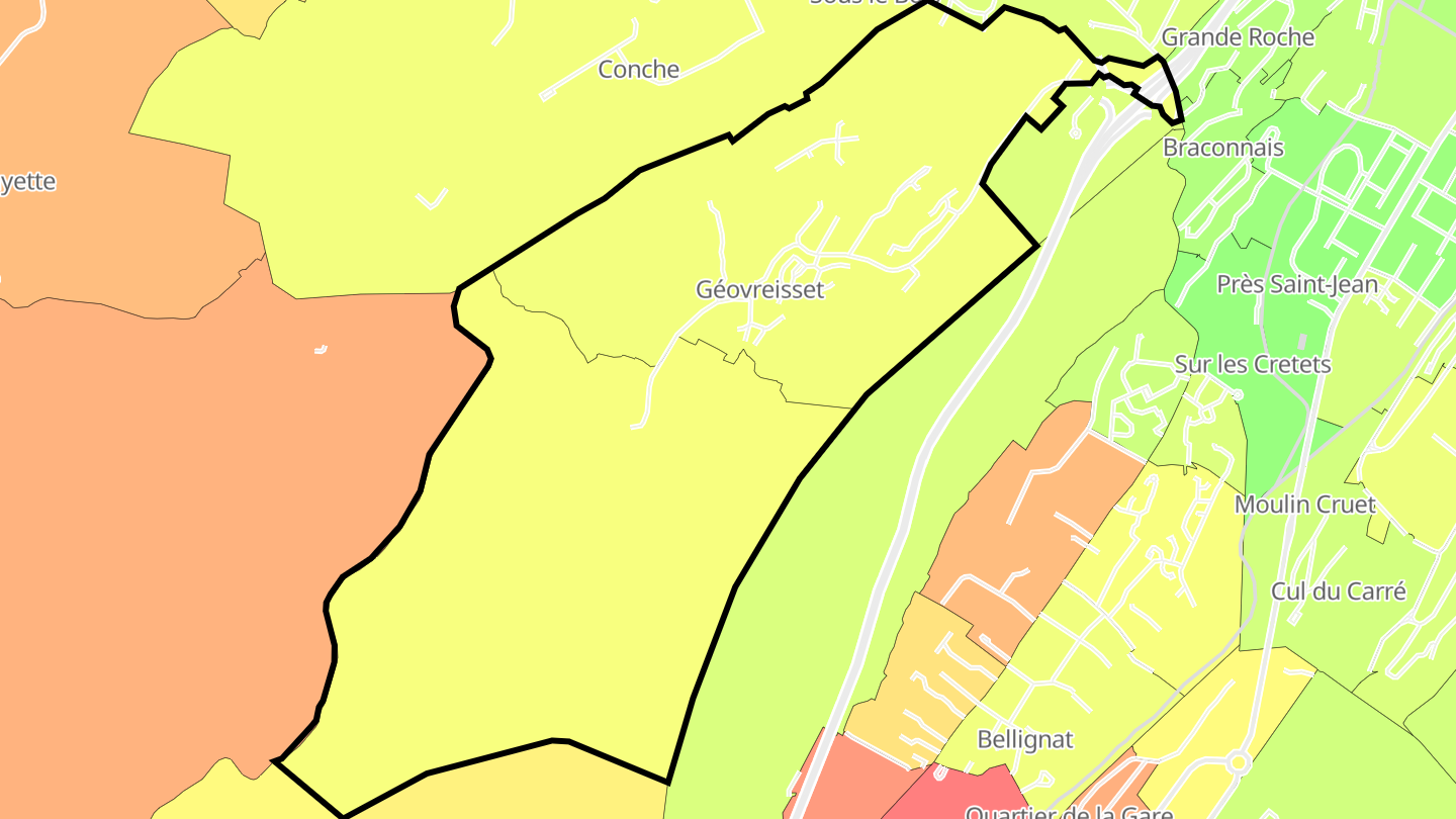 Carte des prix de l'immobilier Géovreisset