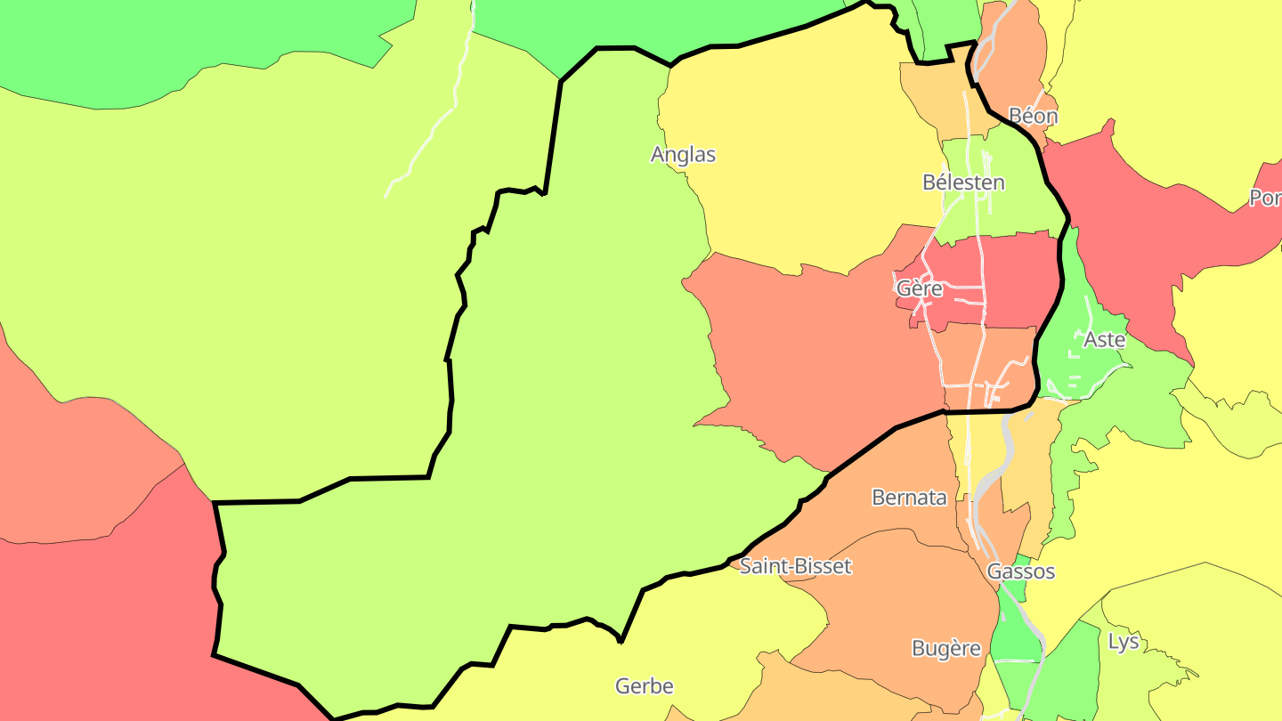 Carte des prix de l'immobilier Gère-Bélesten