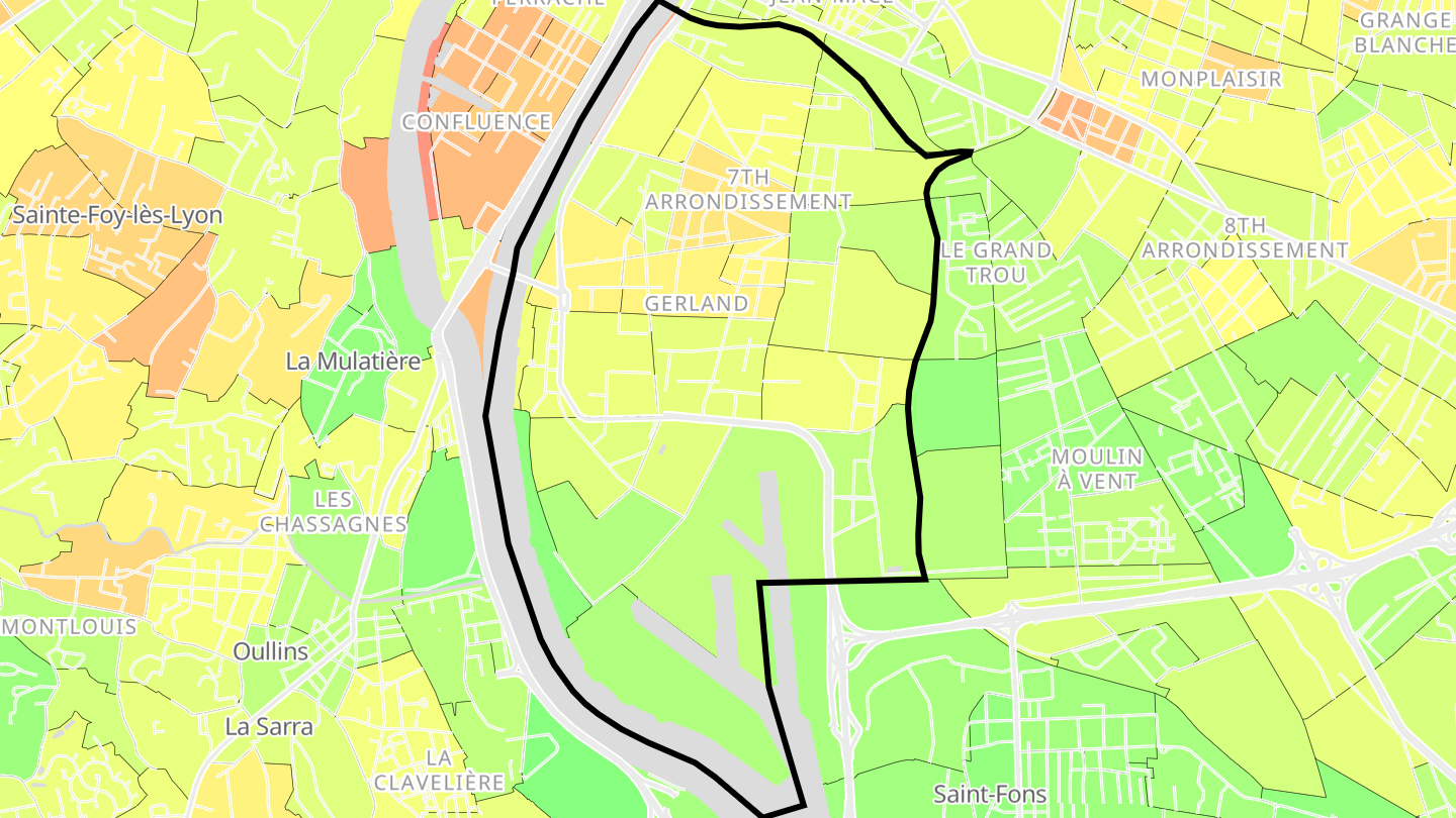 Carte des prix de l'immobilier Gerland
