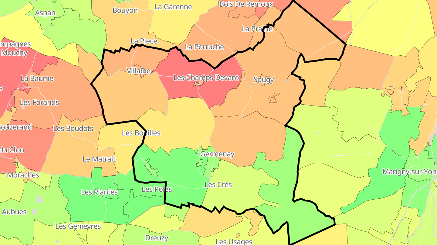 Carte des prix de l'immobilier Germenay