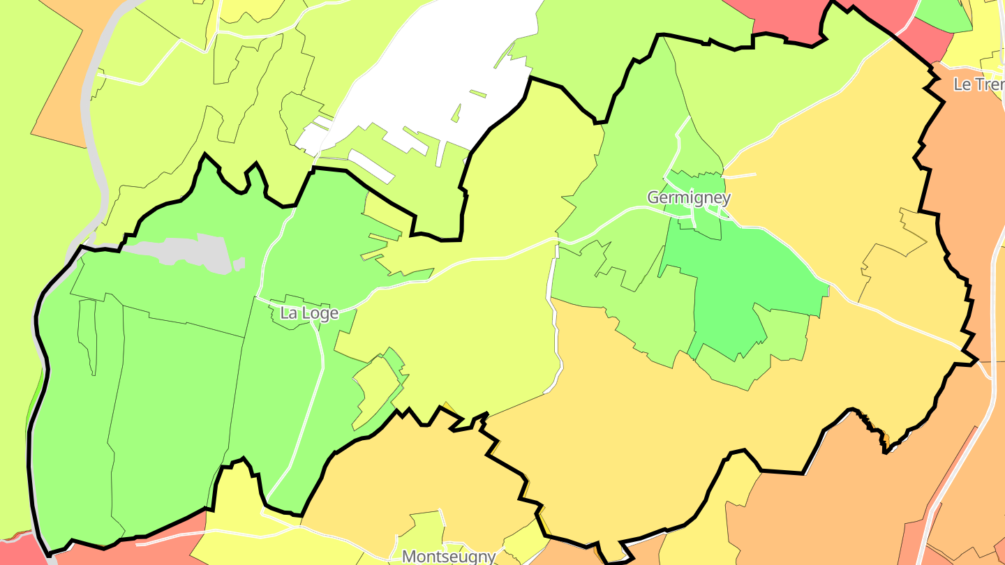 Carte des prix de l'immobilier Germigney