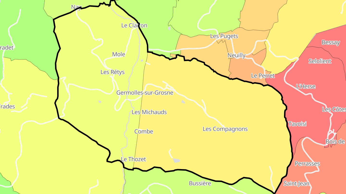 Carte des prix de l'immobilier Germolles-sur-Grosne