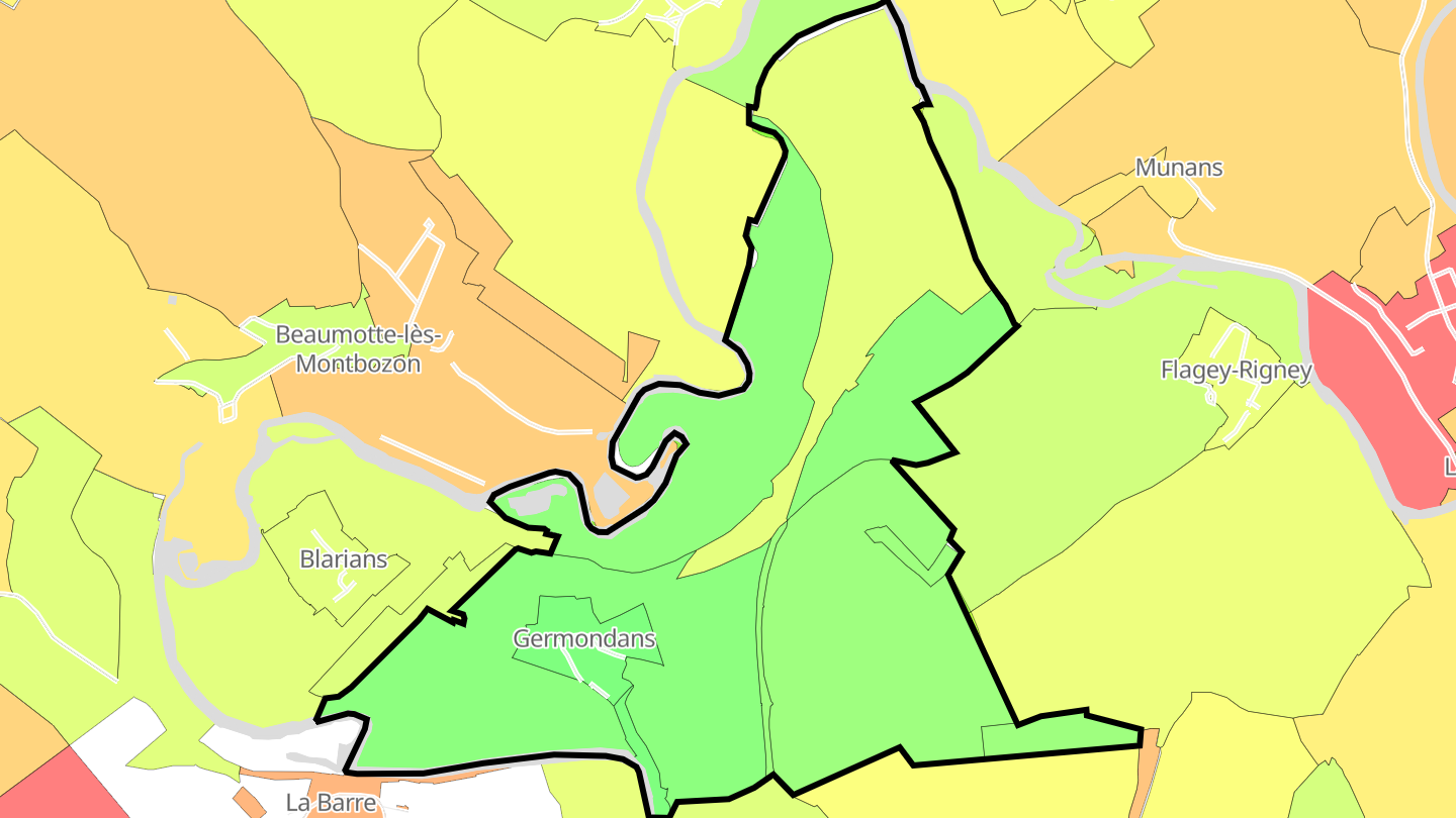 Carte des prix de l'immobilier Germondans