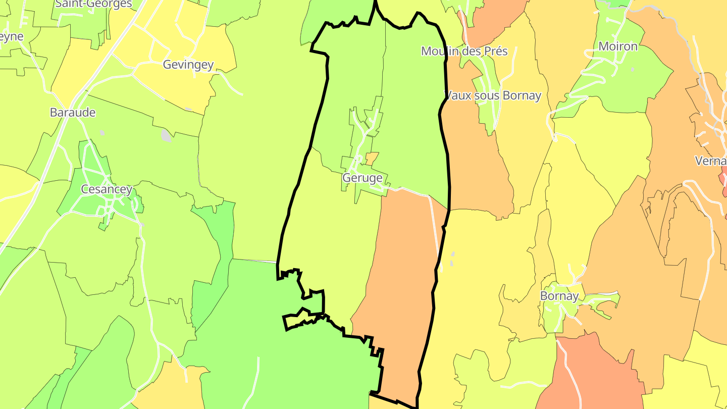 Carte des prix de l'immobilier Geruge