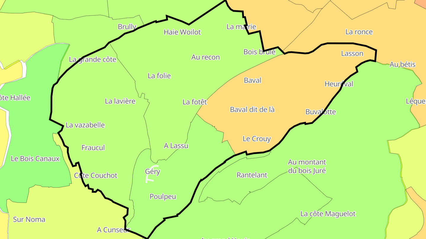 Carte des prix de l'immobilier Géry