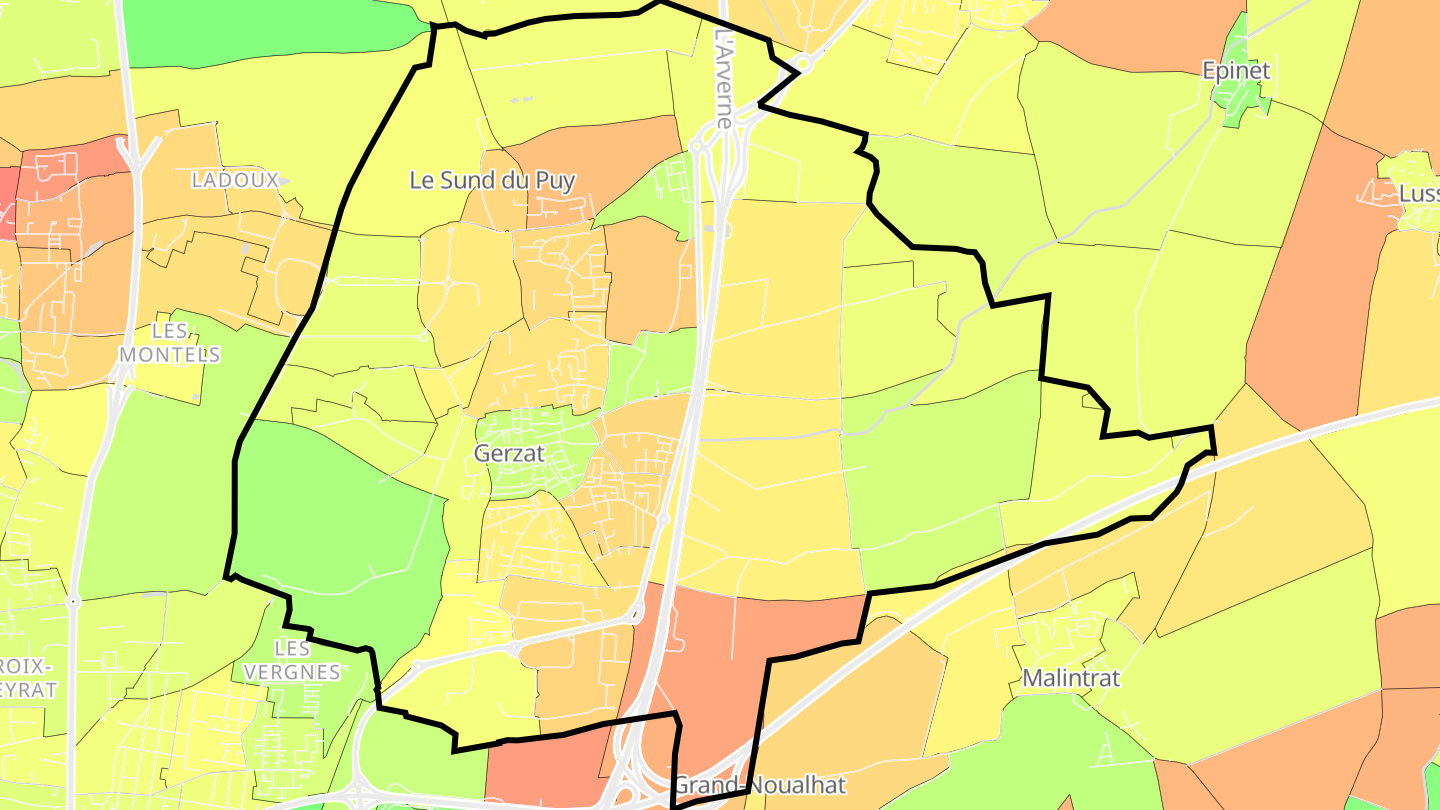 Carte des prix de l'immobilier Gerzat