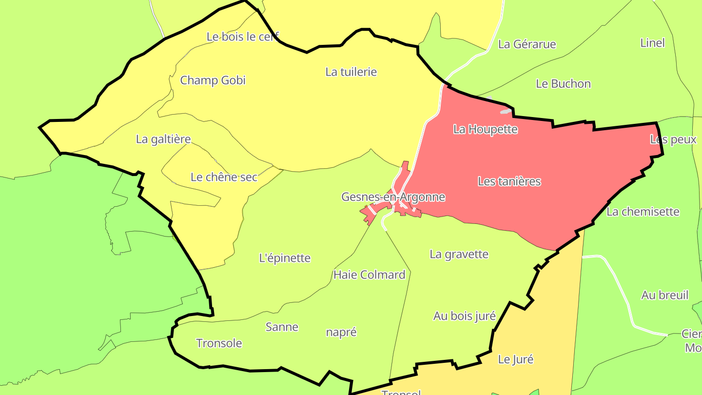 Carte des prix de l'immobilier Gesnes-en-Argonne